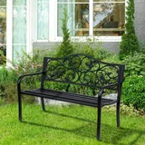Sweiko 2-Sitzer Gartenbank Parkbank mit ausziehbarem Tisch Sitzbank Bank 240kg belastbar Terrassenbank mit Rücken- & Armlehnen Gartenmöbel für T...