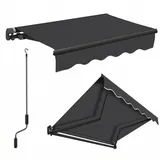 Sekey Gelenkarmmarkise Markise mit Handkurbel Balkon Sonnenschutz verstellbar Aluminium Sonnenmarkise manuelle, Wetterfest,295 × 250 cm, Anthrazit 295 cm | Ausfall: 250 cm