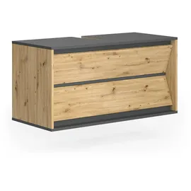 Vicco Waschbeckenunterschrank Edelin 2 Schubladen 100 x 50 x 45 cm Grau/Eiche Artisan