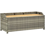 Rantry Gartenbank mit Stauraum Sitzbank Rattanbank Terrassenbank Möbel Parkbank SitzbankGartenmöbel Balkonmöbel 120 cm Poly Rattan Grau