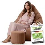 DreamRoots Sitzsack Cord Erwachsener Sitzsäcke Jugendlicher Teenager 80x80x120cm - Sitzsack mit Füllung, Hocker, Lehne und Bezug - Bean Bag Chair - Sitzkissen Boden
