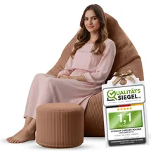 DreamRoots Sitzsack Cord Erwachsener Sitzsäcke Jugendlicher Teenager 80x80x120cm - Sitzsack mit Füllung, Hocker, Lehne und Bezug - Bean Bag Chair - Sitzkissen Boden
