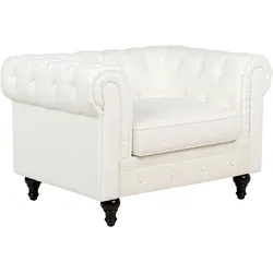 Sessel CHESTERFIELD Stoff Cremeweiß