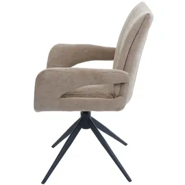 Mendler 6er-Set Esszimmerstuhl HWC-O78, Küchenstuhl, drehbar Auto-Return, Stoff/Textil Chenille (310g/m2) Öko-Tex ~ hellbraun