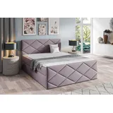 Bett mit Matratze und Lattenrost HALKA – 180x200, lila 2 + ER Topper - Lila