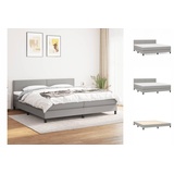 vidaXL Boxspringbett mit Matratze Hellgrau 160x200 cm Stoff