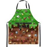 Ferocity Personalisierte Kinderschürze Kind Malschürze Kunstkittel Kochschürze Apron Werkschürze mit einem motiv mit Namen Motiv Pixel [074] - Einheitsgröße