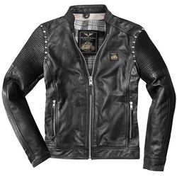 Black-Cafe London Milano 2.0 Motorrad Lederjacke, schwarz, Größe 54 für Männer