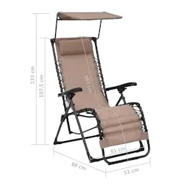 vidaXL Liegestuhl Klappbar Textilene Taupe