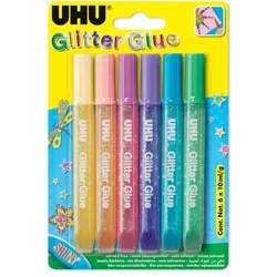 UHU Glitzerkleber Glitter Glue Original, Inhalt: 6 x 10 ml