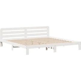 vidaXL Bett, Bett ohne Matratze Weiß 180x200 cm Kiefernholz