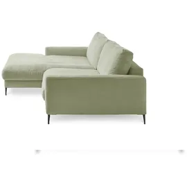 KAWOLA Ecksofa Cara Cord Recamiere links olivgrün