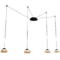 Fabas Luce LED Pendelleuchte Arabella 4 fl, schwarz/amber