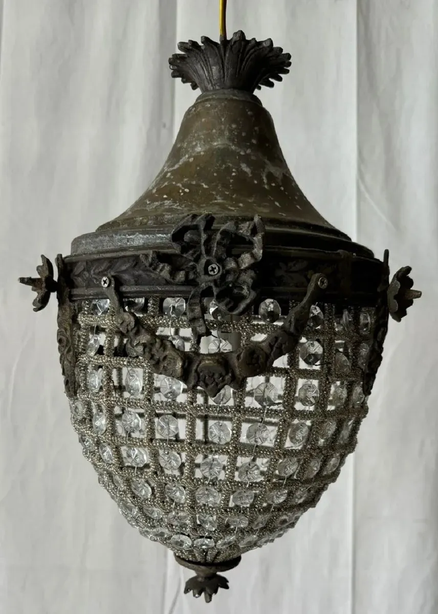 Casa Padrino Barock Kristall Hängeleuchte Oxidiert H. 35 cm - Barock Leuchten