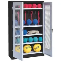 C+P Sportgeräteschrank mit Lochblech-Flügeltüren (Typ 2), HxBxT 195x120x50 cm,