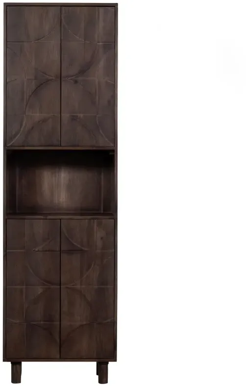 Schrank Draw aus Mangoholz, Massivdesign, Push-to-Open, dunkelbraun, 200 cm hoch