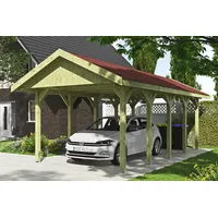 SKANHOLZ Einzelcarport 'Wallgau' mit roten Schindeln 380 x 750