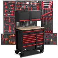 DeTec. Werkstattwagen mit Werkzeug Werkzeugwagen gefüllt Werkzeugkasten 11 Schubladen