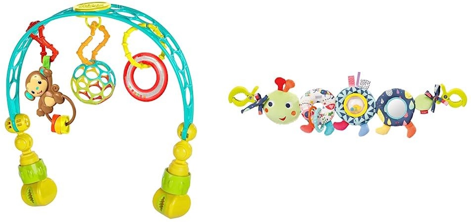 Oball Bright Starts, Fehn 055344 Kinderwagenkette Raupe Color Friends – Mobile-Kette mit süßer Raupen-Figur zum flexiblen Aufhängen – Für Babys und Kleinkinder ab 0+ Monaten – Größe: 50 cm