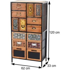 MCW Apothekerkommode 120 x 62 x 33 cm Mehrfarbig