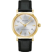 Bulova Herren Analog Automatisch Uhr mit Leder Armband 97A152