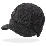 dy_mode Strickmütze Herren Schirmmütze mit Innenfutter Winter Mütze Strickmütze Unisex mit Innenfutter braun