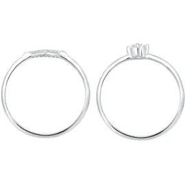 Elli Ring Damen Set, Solitär Dreieck Zirkonia Edel in 925 Sterling Silber