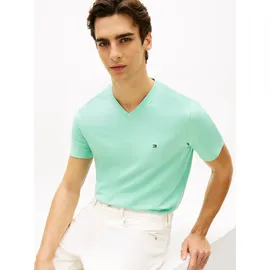 Tommy Hilfiger V-Shirt TOMMY HILFIGER "ESSENTIAL V-NECK", Jungen, Gr. S, arctic aqua, Single Jersey, Obermaterial: 100% Baumwolle, regular fit normal, V-Ausschnitt, Shirts, unifarben, casual, regular fit, Baumwolle