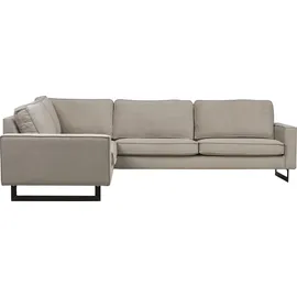 Home Affaire Ecksofa »Pinto, XXL, 250/290 cm, langer Schenkel, Ottomane« Cord, Chenille, Lederoptik, mit Keder, Metallfüße, Wellenunterfederung grau
