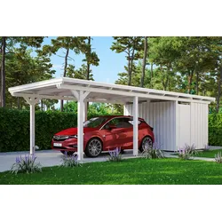 Einzelcarport SKANHOLZ "Emsland", weiß, H: 223cm, Carports, mit Abstellraum, versch. Farben
