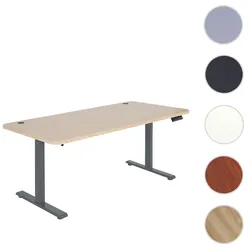 Schreibtisch HWC-D40, Computertisch, elektrisch h√∂henverstellbar 160x80cm 53kg MVG ~ hellbraun, anthrazit-grau