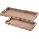 Spetebo Deko Holztablett Natur 2er Set - 50 / 45 cm Holz Kerzenteller länglich - Tischdeko Dekotablett Servierplatte Dekoschale rechteckig Kerzen Brett