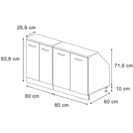 Vicco Dachschrägenschrank-Set Rion 140 x 83,8 x 60 cm Anthrazit/Weiß
