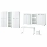 KADIMA DESIGN Büro-Set 8-tlg Komplettbüro MUENCHEN Weiß Schreibtisch, 6 Schränke, Container Glasfront Soft-Close Abschließbar Made in Germany Kadima Design