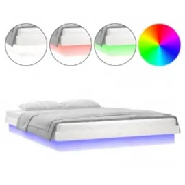 vidaXL Bettgestell mit LED 160 x 200 cm weiß
