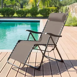 Mobili Rebecca Liegestuhl Zero Gravity 113 x 66 x 104 cm Beige/Dunkelgrau