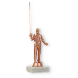Pokal Kunststofffigur Baitcaster bronze auf weißem Marmorsockel 25,0cm