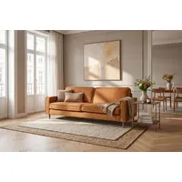 Home Affaire 3-Sitzer HOME AFFAIRE "Pinto Skandi,Maxi-Ausführung, 236 cm, Chenille, Struktur", orange (brick rot), B:236cm H:89cm T:97cm, 100% Polyester, Sofas, mit Keder, Massivholzfüße Eiche geräuchert, Wellenunterfederung