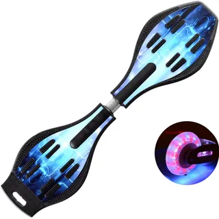 ERNAN Waveboard- Compact Lightweight Caster Board Kids/Teens. Waveboard Kinder Street Surfen Caster Torsion Skateboard Double Decks Casterboards Mit LED Leuchtrollen (Phantom Black)