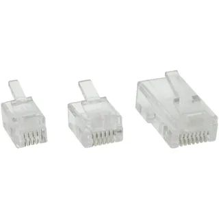 InLine 73016 10er Pack Modularstecker, 6P6C RJ12 zum Crimpen auf Flachkabel