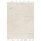 mazovia Teppich, Beige Geometrisch - Wohnzimmer, Schlafzimmer, Esszimmer, Büro - Mittelflor Rechteckig, Oeko-Tex® Zertifikat Retro - Creme, - 140 x 200 cm,