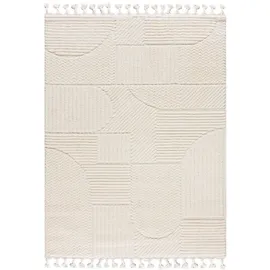 mazovia Teppich, Beige Geometrisch - Wohnzimmer, Schlafzimmer, Esszimmer, Büro - Mittelflor Rechteckig, Oeko-Tex® Zertifikat Retro - Creme, - 140 x 200 cm,