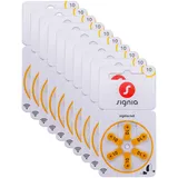 Siemens-Signia Hörgerätebatterien Typ 10 Gelb, Batterien für Hörgeräte 120 Stück Vorratspack, Made in Germany, inkl. GRATIS Reinigungstuch, Wireless Approved, quecksilberfrei