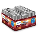 Philips Batterien AA AAA Alkaline Vorteilspack - 24x AA + 16x AAA Batterien - Power Alkaline 1.5V Spielzeug, Kamera, Taschenlampe, Fernbedienung und Mehr