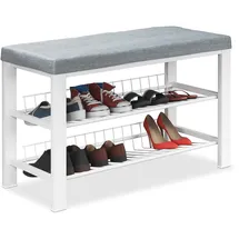 Relaxdays Schuhbank 33 x 50,5 x 82 cm grau/weiß