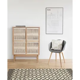 WoodMan Highboard WOODMAN "Lidia", braun (eichefarben), B:90cm H:122cm T:45cm, Sideboards, Highboard, Stauraumschrank, Türenfronten aus geflochtenem Hanfseil, Breite 90 cm