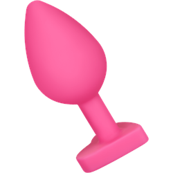 Analplug mit frecher Nachricht aus Silikon, 8 cm, neon-pink