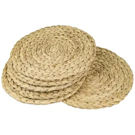 HMF Tischset rund geflochten aus Wasserhyazinthe, Platzset abwaschbar, 6er Set, 30 cm