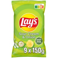 Lay's Sour Cream & Onion – Knusprig gewürzte Kartoffelchips für eine gelungene Party (9 x 150 g)