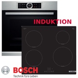 Induktion Herdset Bosch Elektro Autark Backofen Silber + Induktion Kochfeld 60cm